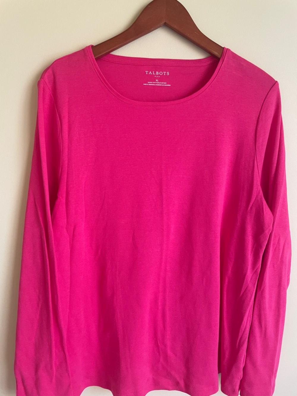 Talbots Bright Pink Long-Sleeve Crewneck Top